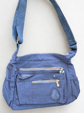 Mintegra Blue Multi-Pocket Nylon/Canvas Shoulder Purse - Excellent Condition